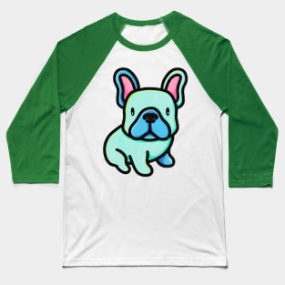 Green Kawaii Style Frenchie Puppy Baseball T-Shirt